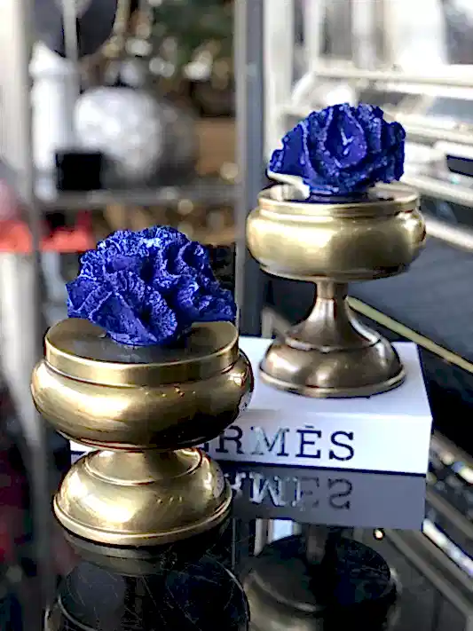 İkili Yapay Lacivert Mercanlı Antik Gold Şekerlik