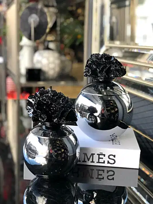 İkili Yapay Siyah Mercanlı Gümüş Küre