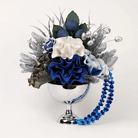Yapay Çiçekli Gümüş Kupa Vazo No:3