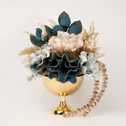 Yapay Çiçekli Gold Kupa Vazo No:1