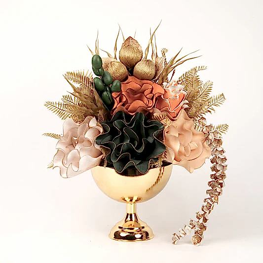 Yapay Çiçekli Gold Kupa Vazo No:2