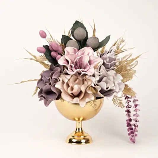 Yapay Çiçekli Gold Kupa Vazo No:3