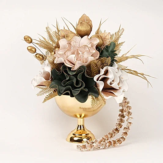 Yapay Çiçekli Gold Kupa Vazo No:4