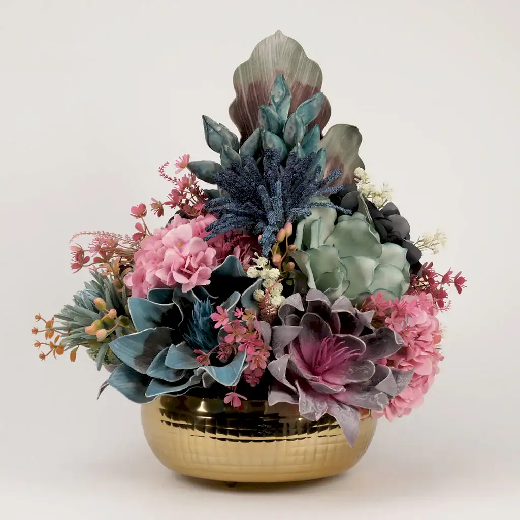 İthal Çiçekli Lüx Gold Vazo No:1