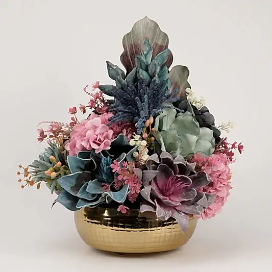 İthal Çiçekli Lüx Gold Vazo No:1