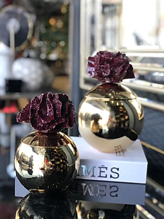 İkili Yapay Bordo Mercanlı Gold Küre