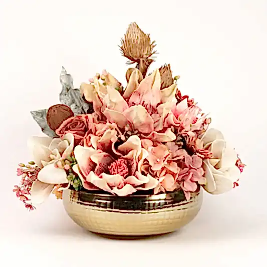 İthal Çiçekli Lüx Gold Vazo No:2