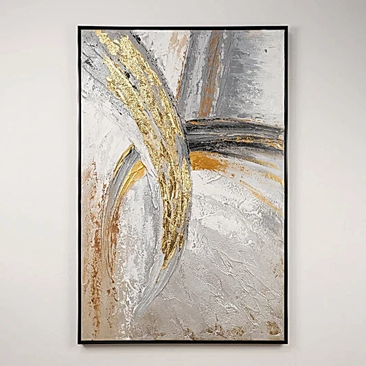 Gold Detaylı Soyut Dokulu Tablo