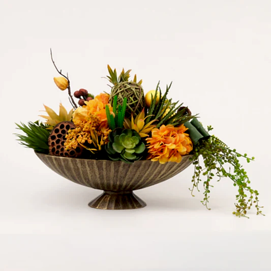 Yapay Sukulentli Döküm Gondol Antik Vazo