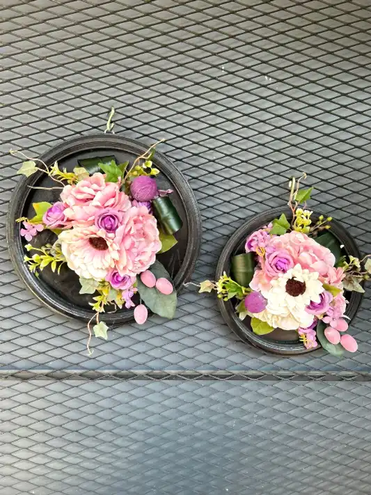 Yapay Çiçekli Ahşap Duvar Süsü No:5