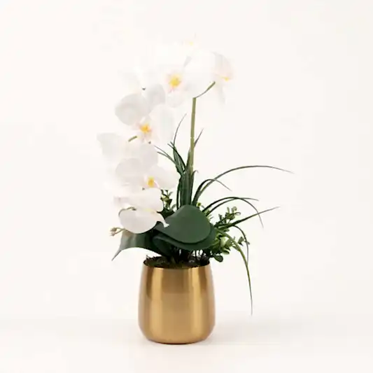 Yapay Islak Orkideli Antik Bardak Vazo No:1