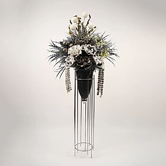 Yapay Çiçekli Uzun Mermi Vazo No:2