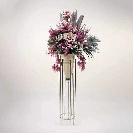 Yapay Çiçekli Uzun Mermi Vazo No:3