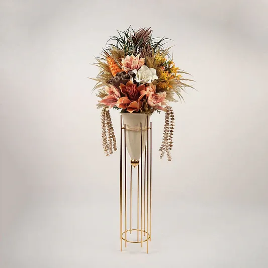 Yapay Çiçekli Uzun Mermi Vazo No:4