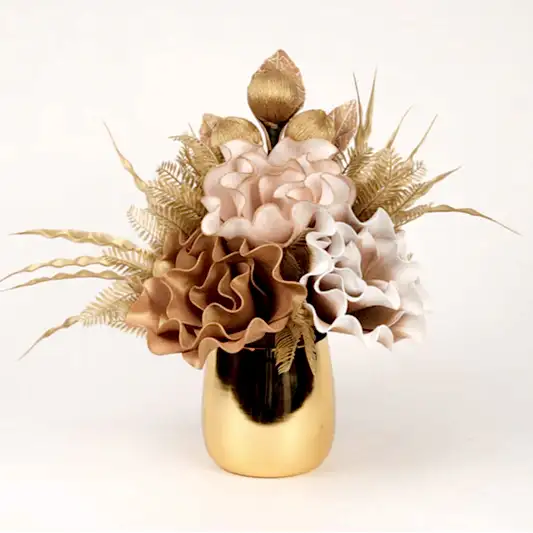 Yapay Çiçekli Gold Bardak Vazo No:1