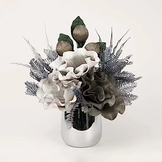 Yapay Çiçekli Gümüş Bardak Vazo No:2