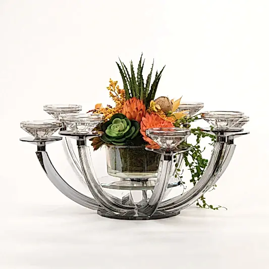 8 Kollu Kristal Şamdan Füme