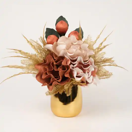 Yapay Çiçekli Gold Bardak Vazo No:2