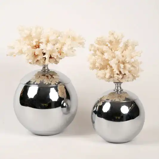 Doğal Mercanlı İkili Küre Gümüş