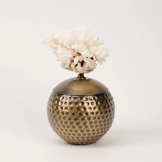 Doğal Mercanlı Dövmeli İkili Küre Antik