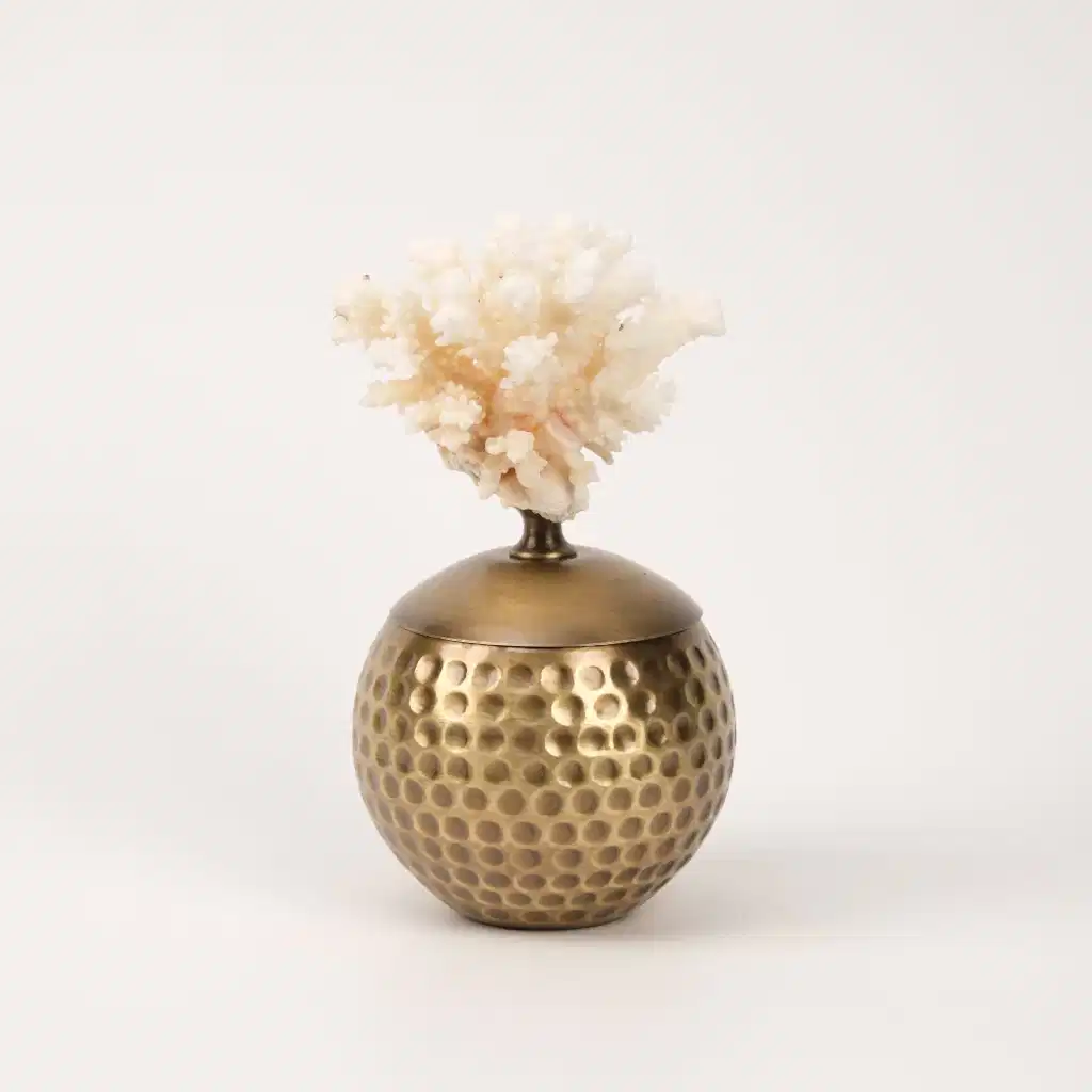 Doğal Mercanlı Dövmeli İkili Küre Antik