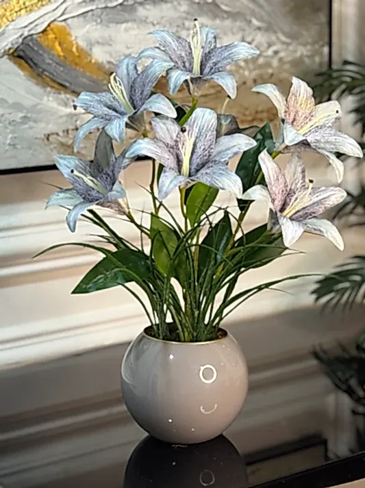 Yapay Lilyum Tanzimli Cam Vazo No:2