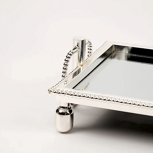 İthal Gümüş Boncuk Dikdörtgen Tepsi