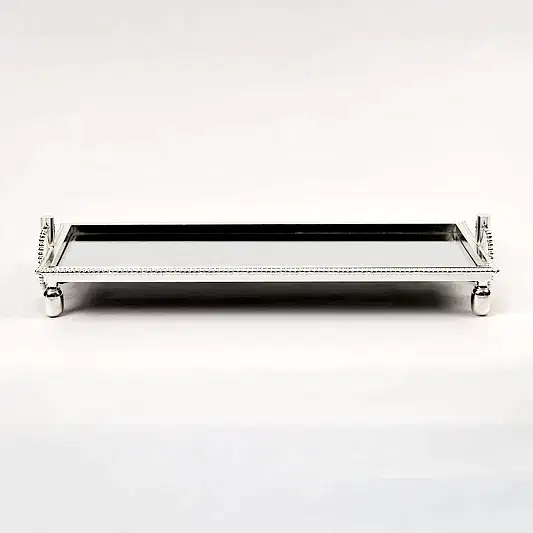 İthal Gümüş Boncuk Dikdörtgen Tepsi