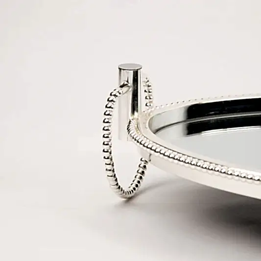 İthal Gümüş Boncuk Oval Tepsi