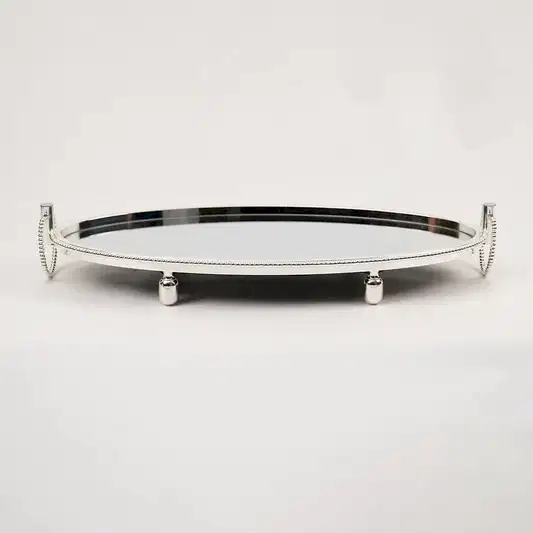 İthal Gümüş Boncuk Oval Tepsi