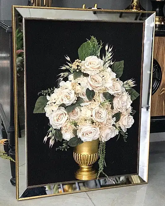 Dekoratif 3D Çiçekli Ayna Çerçeve Tablo No:4