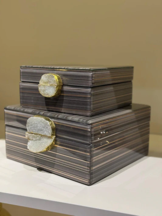 Dekoratif Cam Kutu İkili No:33