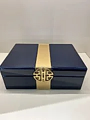 İthal Gold Bantlı Lacivert Dekoratif Kutu