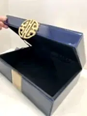 İthal Gold Bantlı Lacivert Dekoratif Kutu