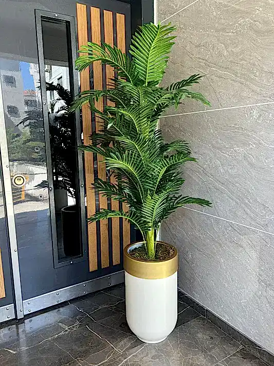 Yapay Arekalı Davul Saksı Krem Gold No:2