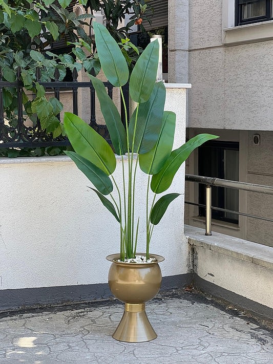 Yapay Starliçeli Darbuka Saksı (Gold)