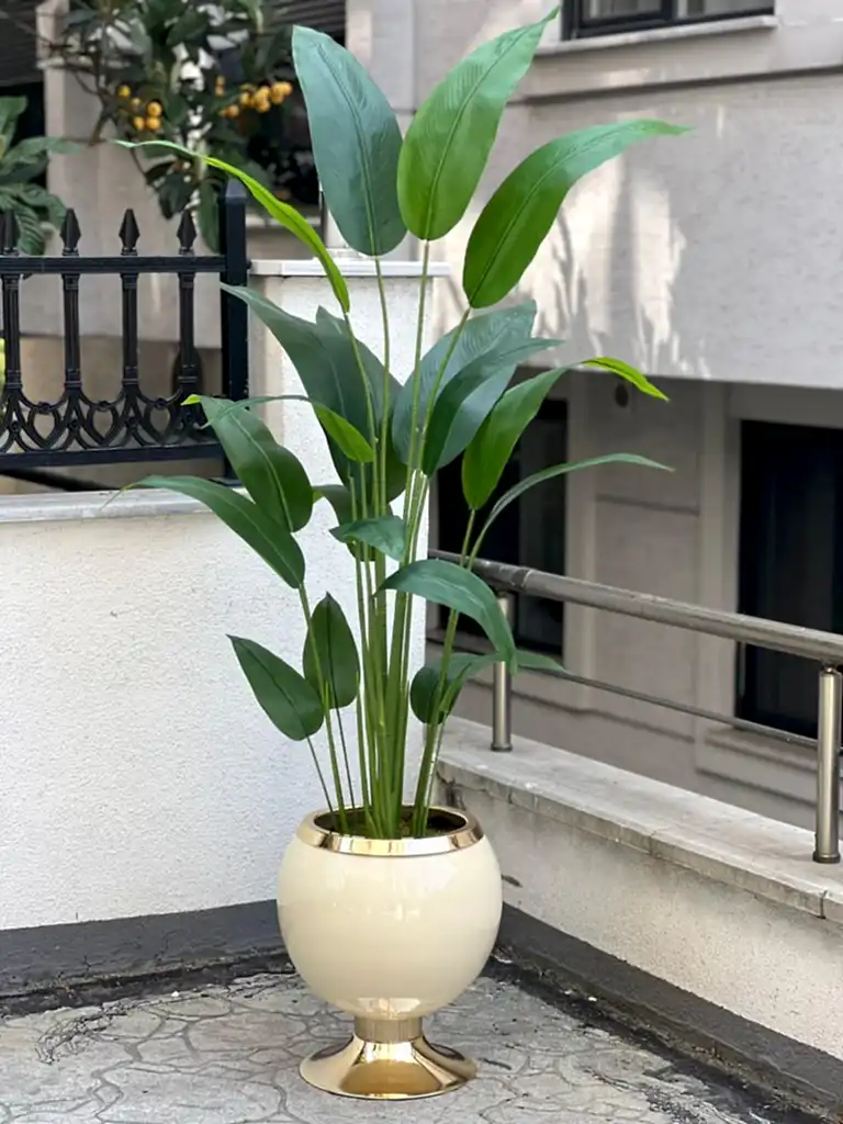 Yapay Starliçeli Lux Saksı Krem (Gold) 20 Yaprak