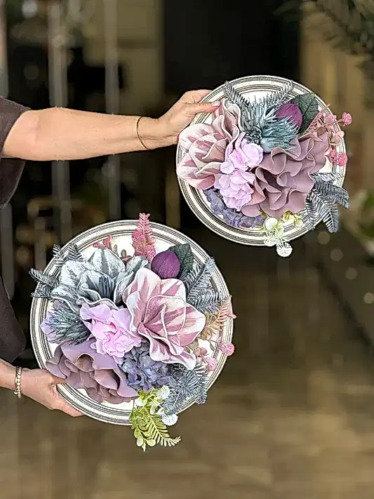 Yapay Çiçekli İkili Ahşap Tablo No:59