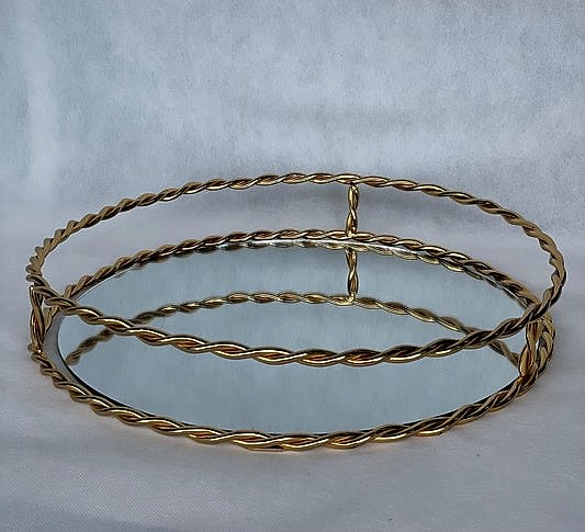 Yuvarlak Burgulu Gold Tepsi