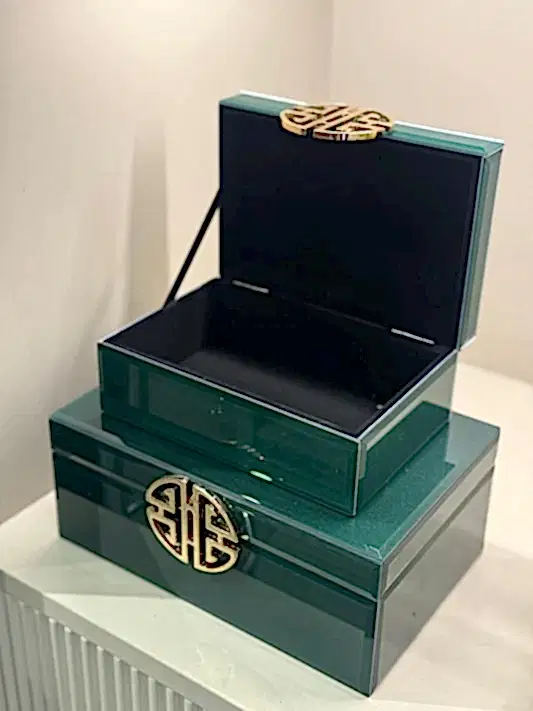 Dekoratif Cam Kutu İkili No:36